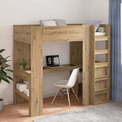 vidaXL Loft Bed Frame with Desk with Shelf Artisan Oak 80 x 200 cm 1
