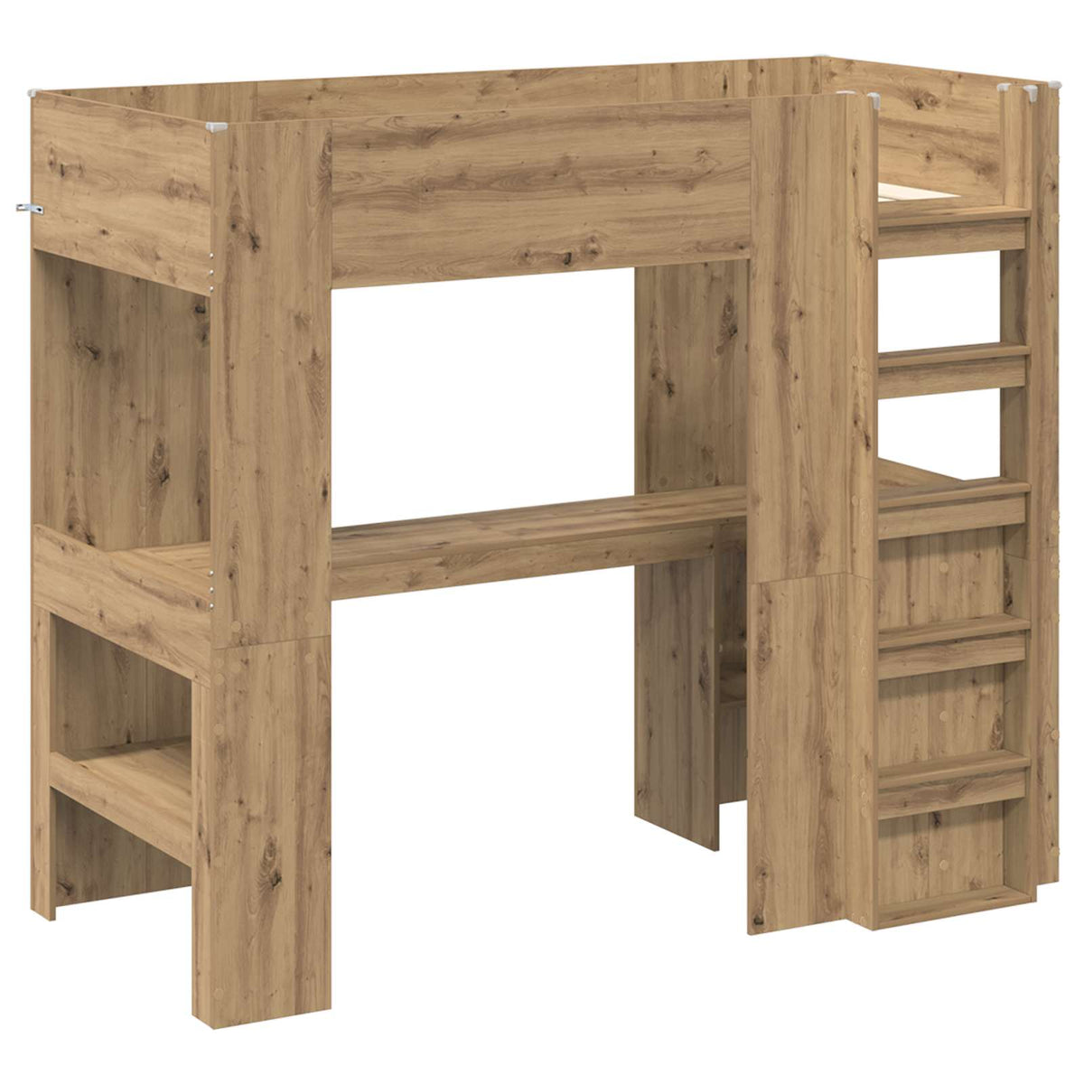vidaXL Loft Bed Frame with Desk with Shelf Artisan Oak 80 x 200 cm 4