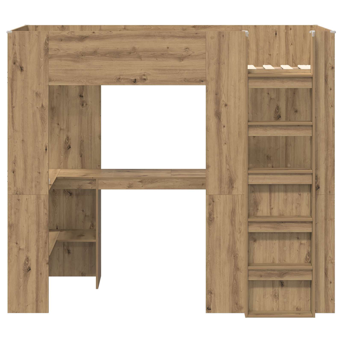 vidaXL Loft Bed Frame with Desk with Shelf Artisan Oak 80 x 200 cm 5