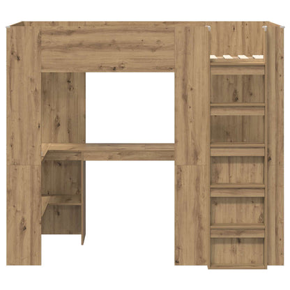 vidaXL Loft Bed Frame with Desk with Shelf Artisan Oak 80 x 200 cm 5