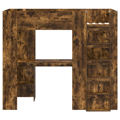 vidaXL Loft Bed Frame with Desk Smoked Oak 90 x 200 cm Engineered Wood 5