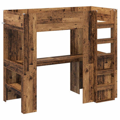 vidaXL Loft Bed Frame with Desk Old Wood 90 x 200 cm Engineered Wood 4