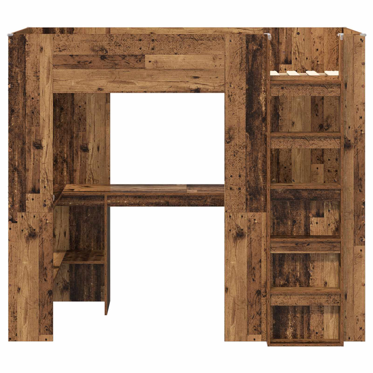 vidaXL Loft Bed Frame with Desk Old Wood 90 x 200 cm Engineered Wood 5