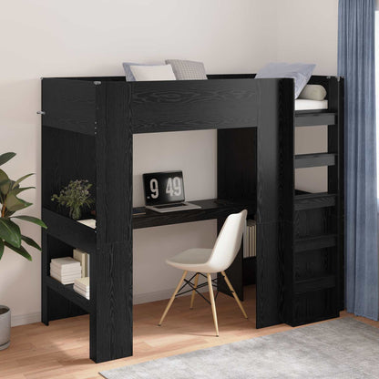 vidaXL Loft Bed Frame with Desk with Shelf 100 x 200 cm