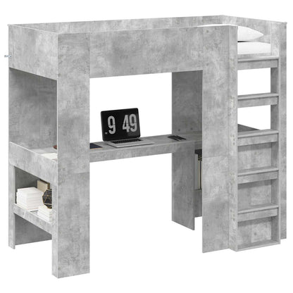 vidaXL Loft Bed Frame with Desk with Shelf Concrete Grey 100 x 200 cm 2