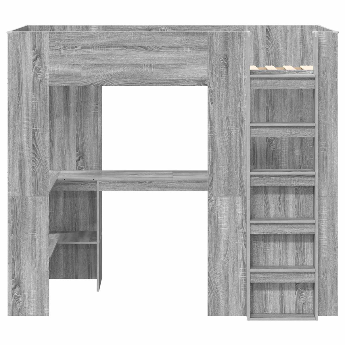 vidaXL Loft Bed Frame with Desk with Shelf Grey Sonoma 100 x 200 cm 5