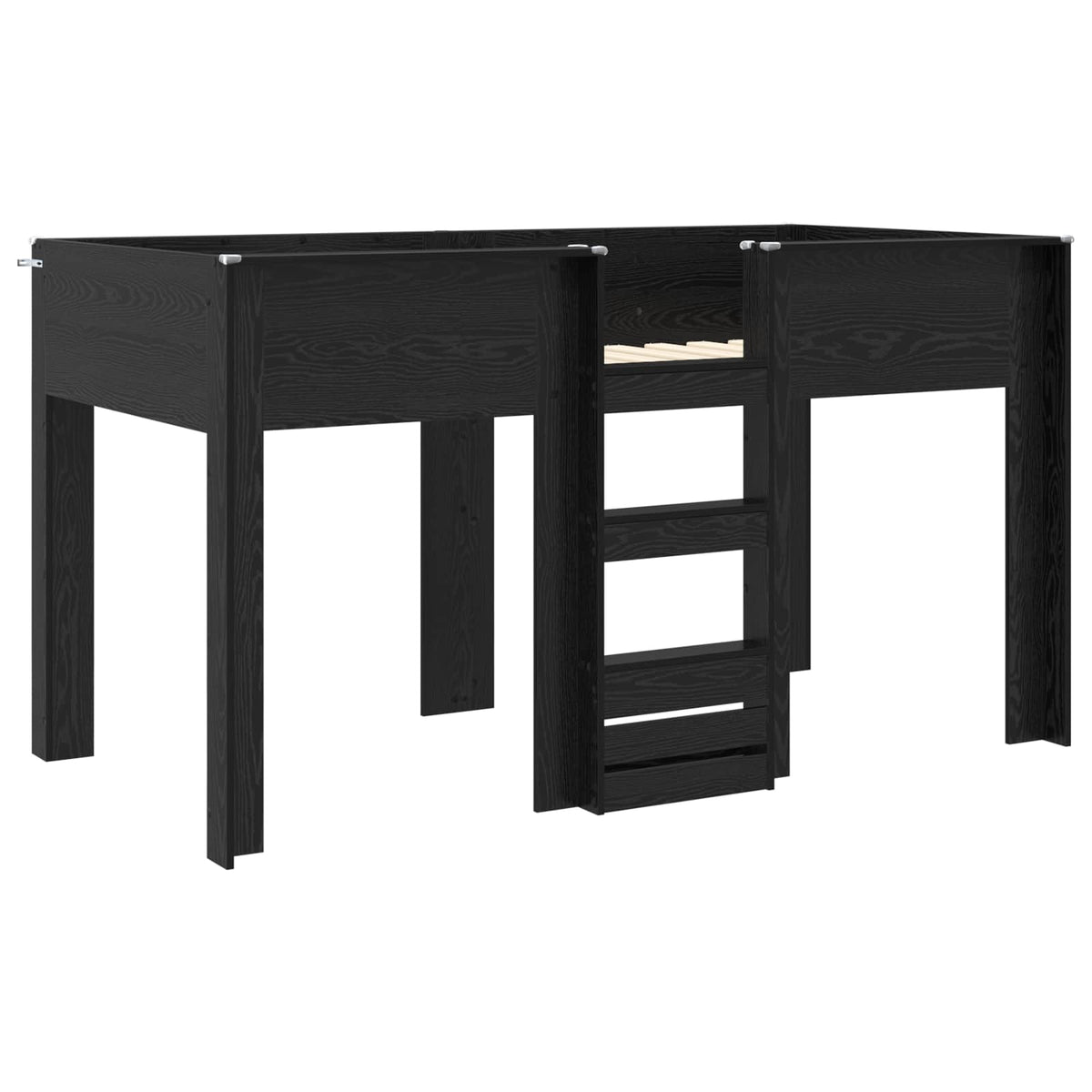 vidaXL Bunk Bed for Kids Black Oak 90 x 200 cm Engineered wood 4