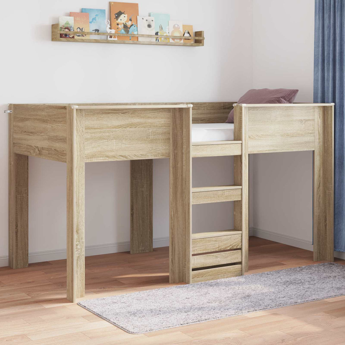 Bunk Bed for Kids 90 x 200 cm Engineered wood Sonoma oak