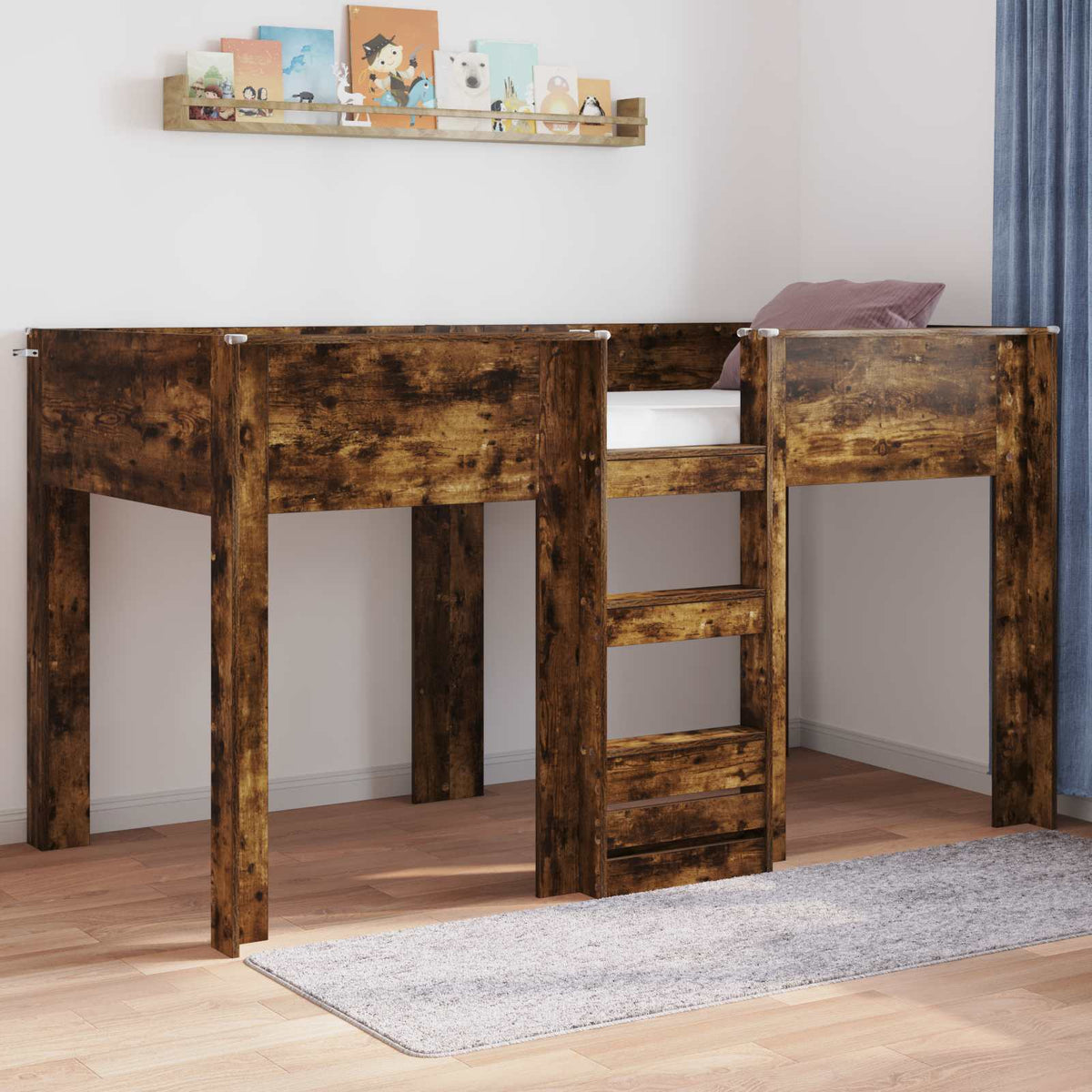 Bunk Bed for Kids 90 x 200 cm Engineered wood Smoked oak