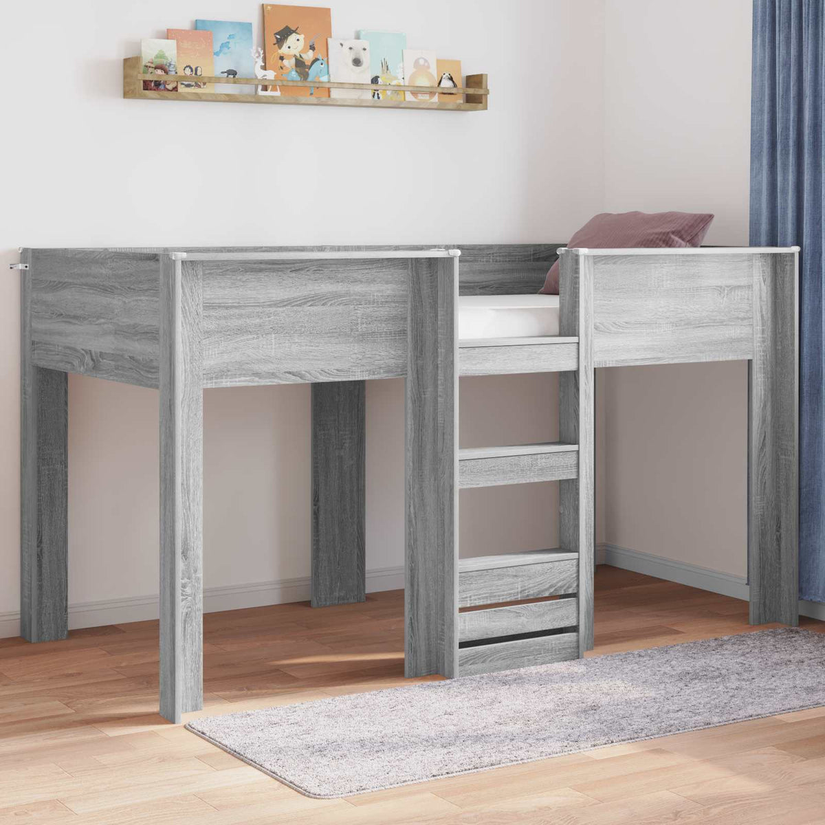 Bunk Bed for Kids 90 x 200 cm Engineered wood Grey sonoma