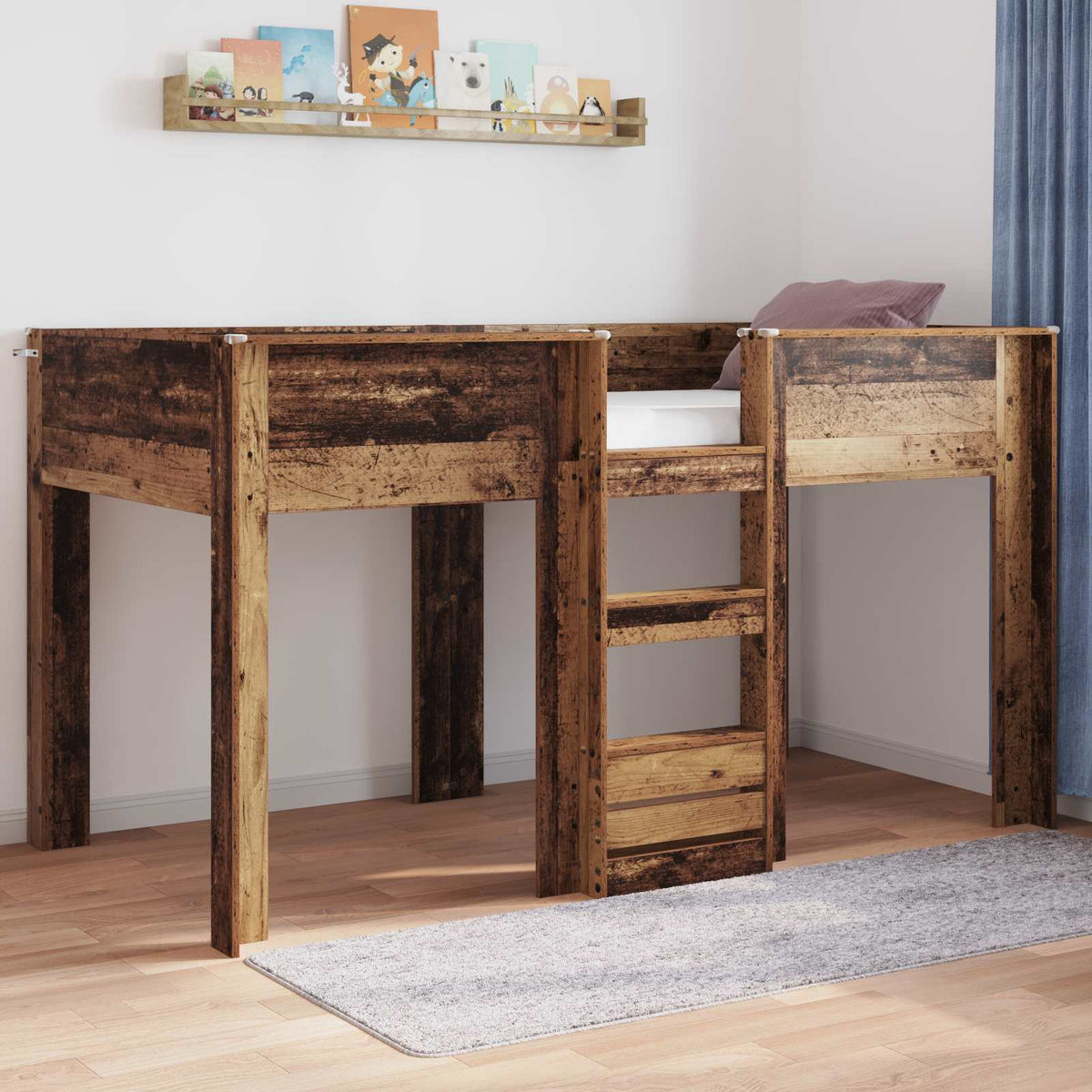 Bunk Bed for Kids 90 x 200 cm Engineered wood Old wood