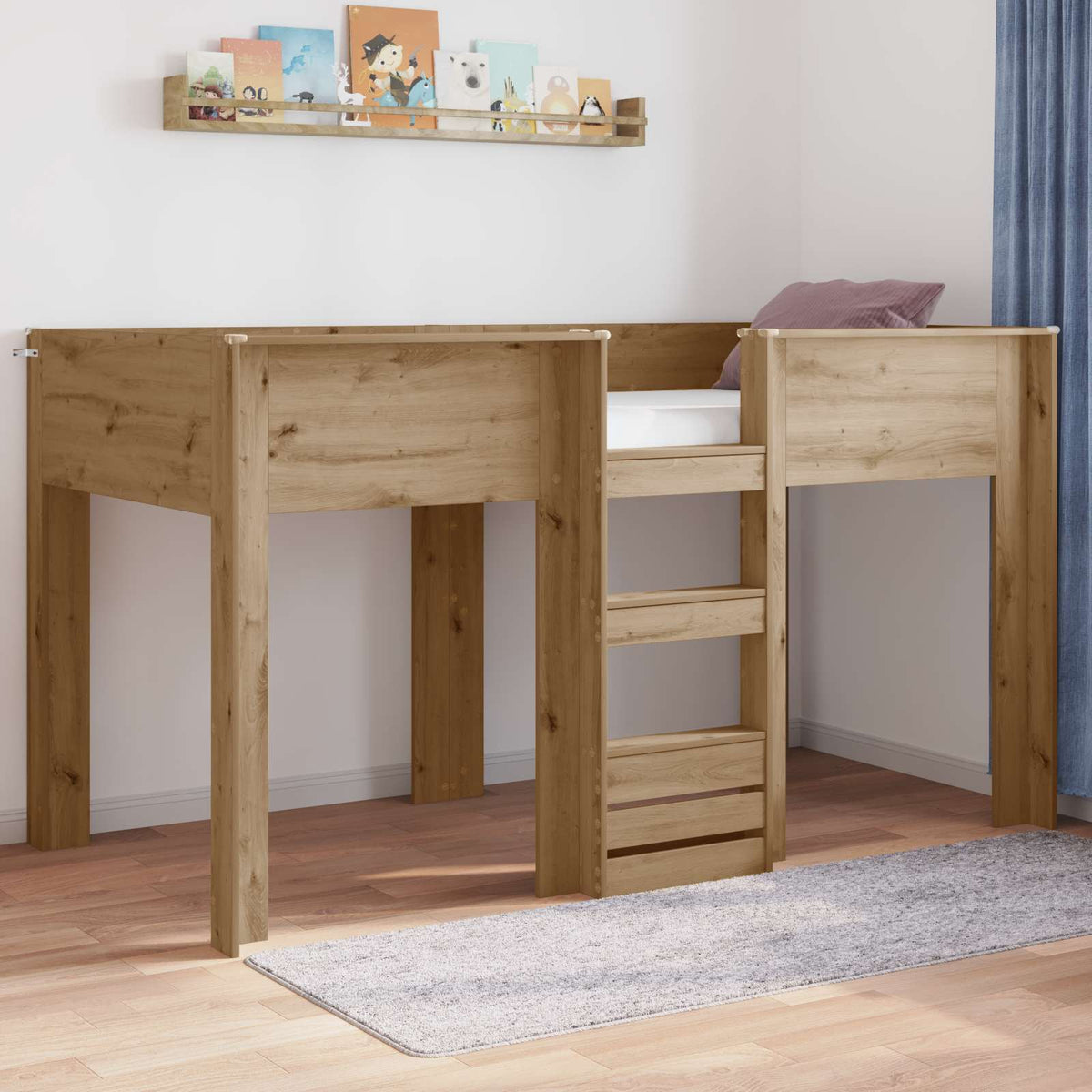 Bunk Bed for Kids 90 x 200 cm Engineered wood Artisan oak