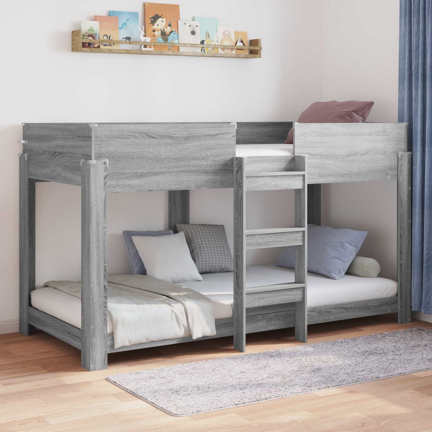 vidaXL Bunk Bed for Kids Grey Sonoma 90 x 200 cm Engineered Wood 1