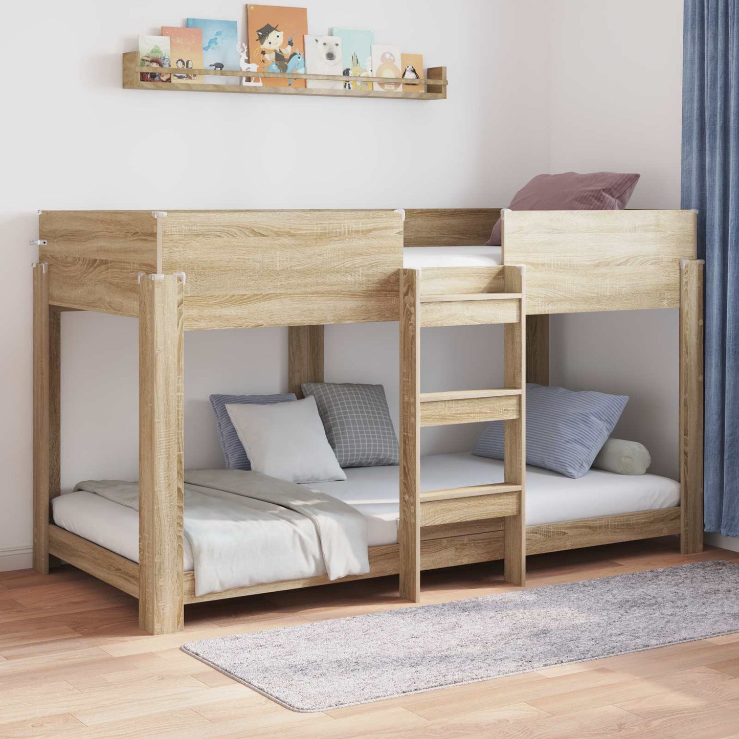 vidaXL Bunk Bed for Kids Sonoma Oak 80 x 200 cm Engineered Wood 1