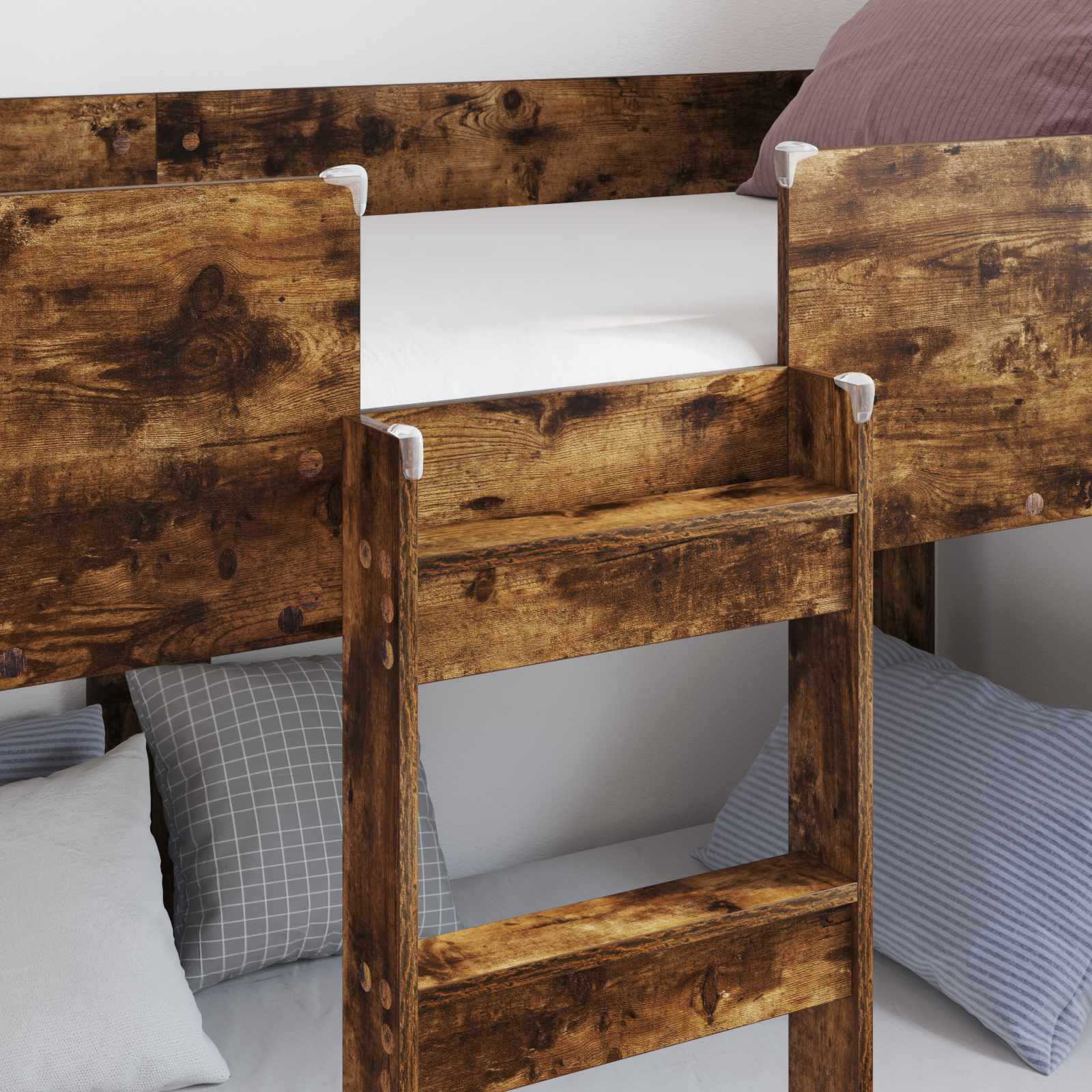 vidaXL Bunk Bed for Kids Smoked Oak 90 x 190 cm Engineered Wood 3