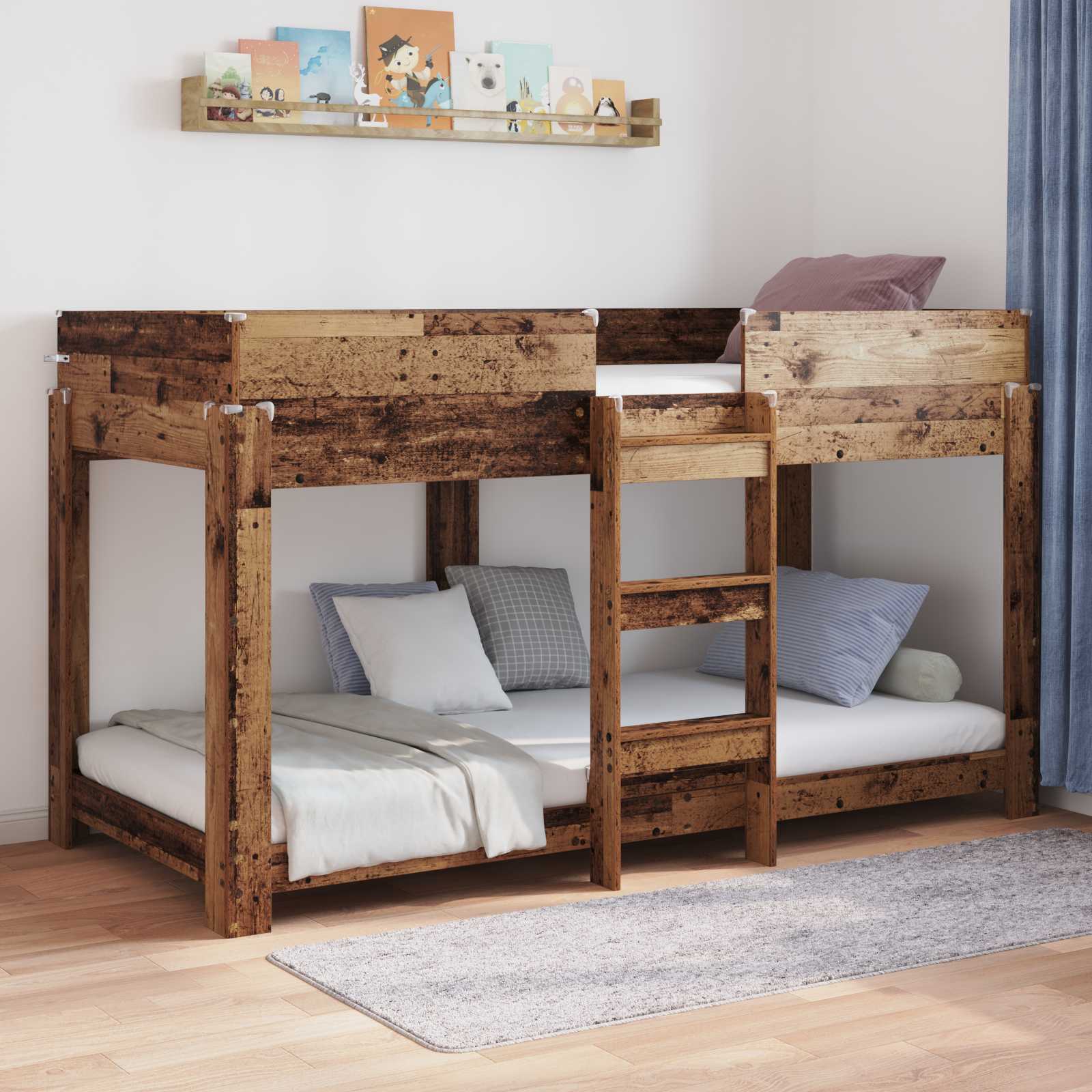 vidaXL Bunk Bed for Kids Old Wood 90 x 190 cm Engineered Wood 1