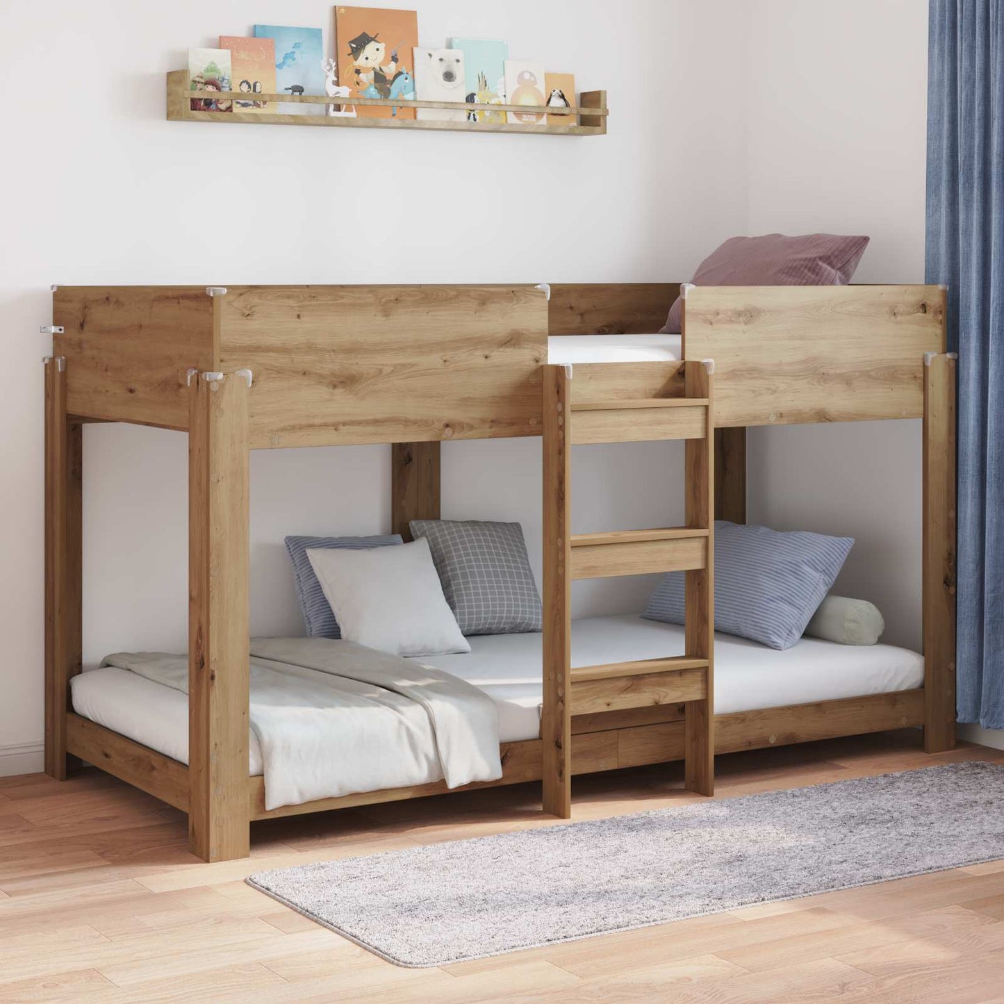 vidaXL Bunk Bed for Kids Artisan Oak 90 x 190 cm Engineered Wood 1