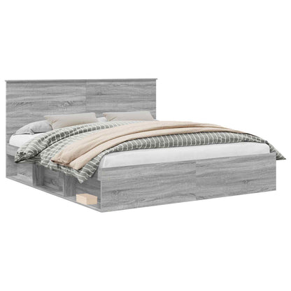 vidaXL Bed Frame Grey Sonoma 200 x 200 cm Solid Pine Wood 2