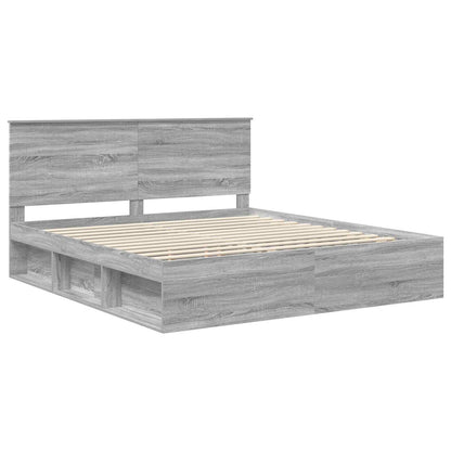 vidaXL Bed Frame Grey Sonoma 200 x 200 cm Solid Pine Wood 4