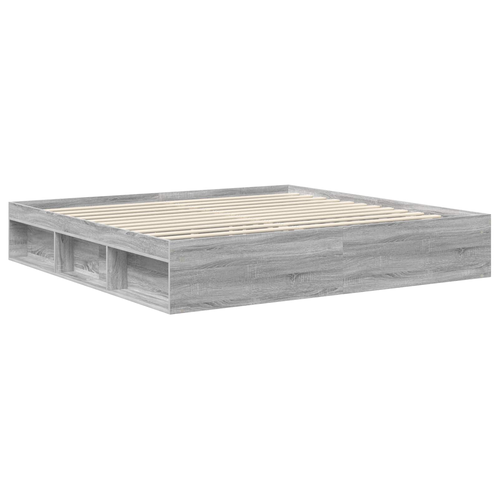 vidaXL Bed Frame Grey Sonoma 200 x 200 cm Solid Pine Wood 5