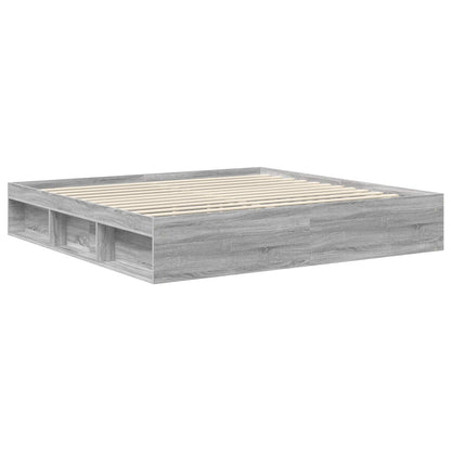 vidaXL Bed Frame Grey Sonoma 200 x 200 cm Solid Pine Wood 5