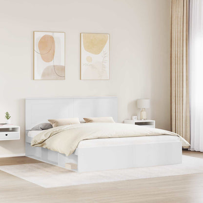 Bed Frame 180 x 200 cm Solid Pine Wood Length 200 cm Width 180 cm White