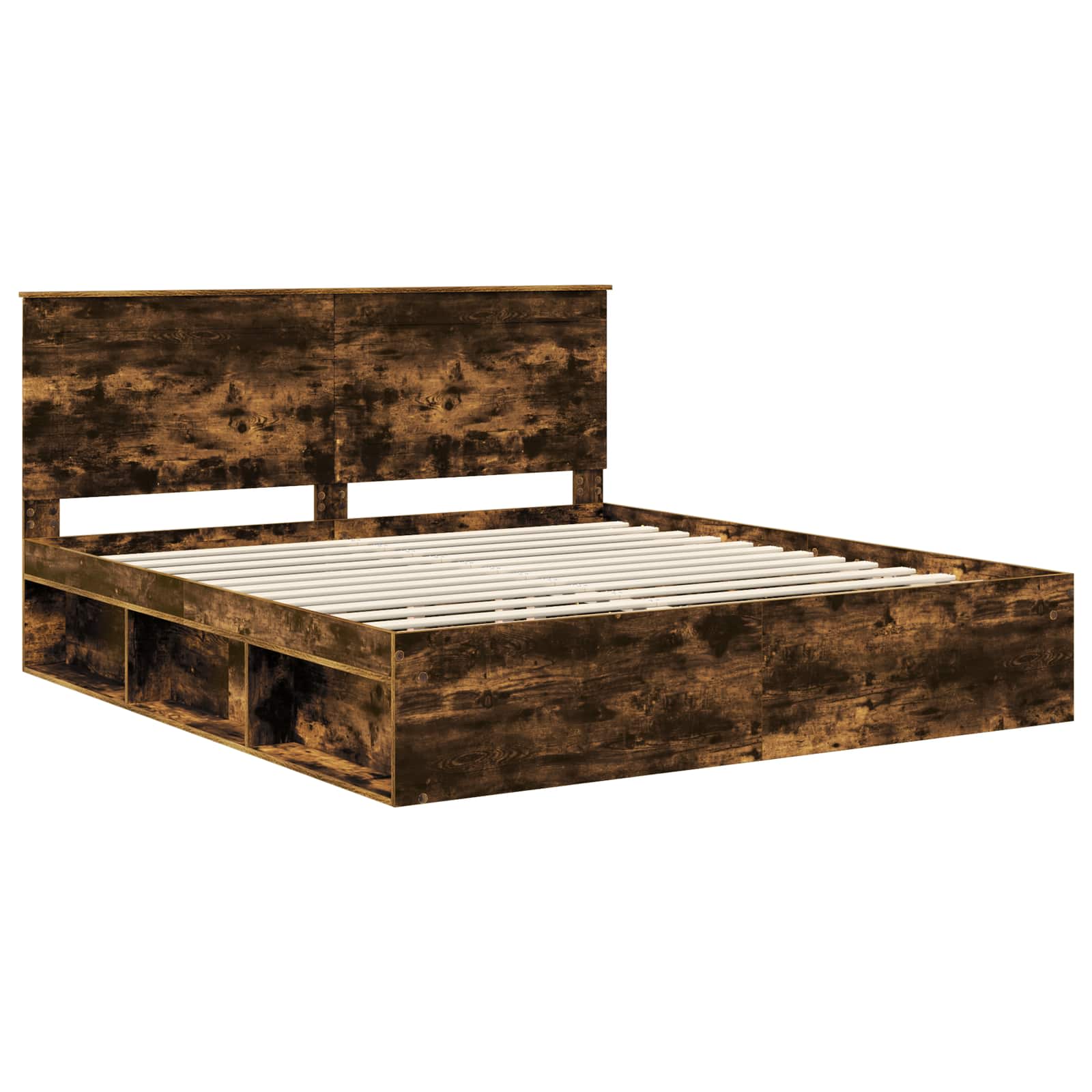 vidaXL Bed Frame Smoked Oak 180 x 200 cm Solid Pine Wood 4