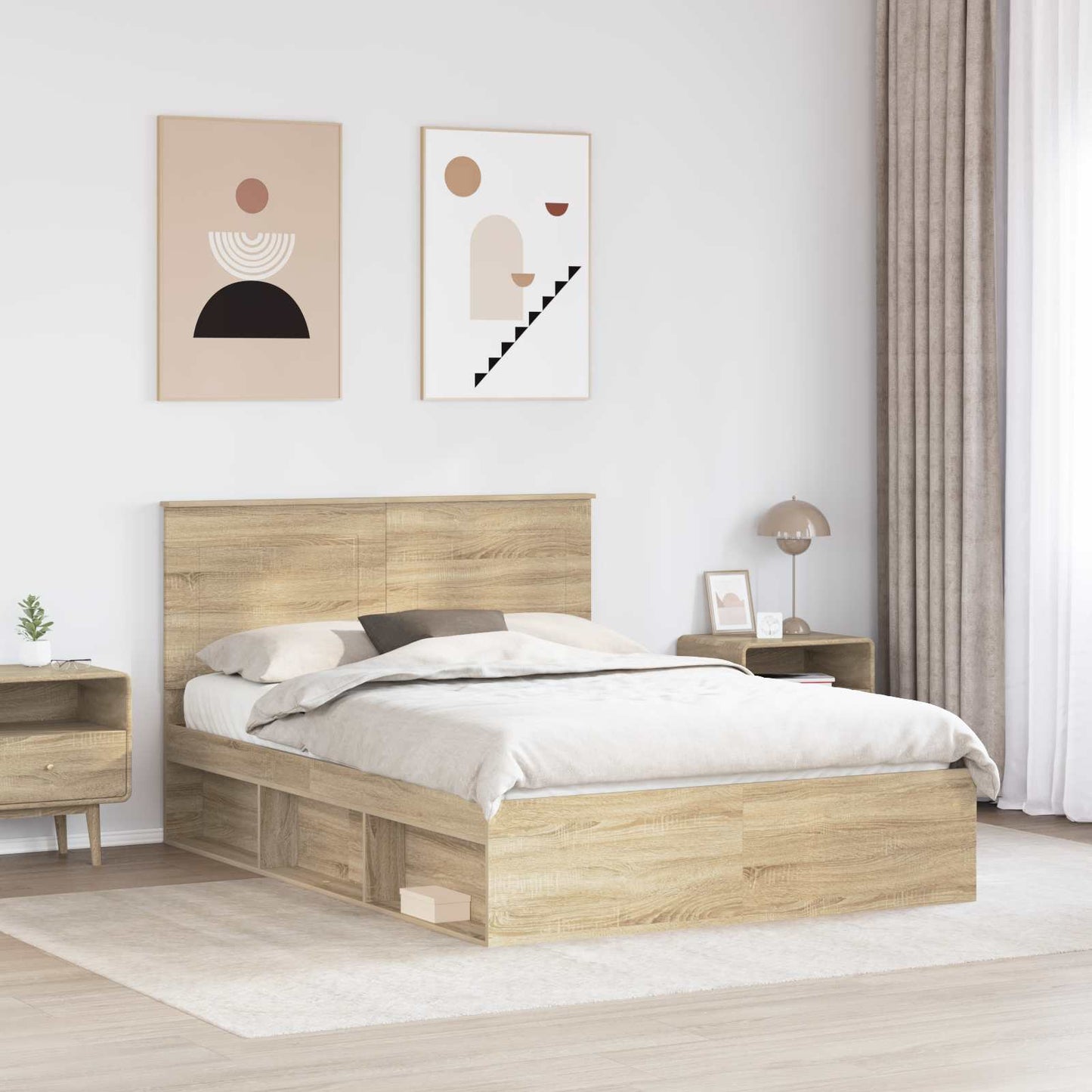 vidaXL Bed Frame with Headboard Sonoma 160 x 200 cm Solid Pine Wood 3