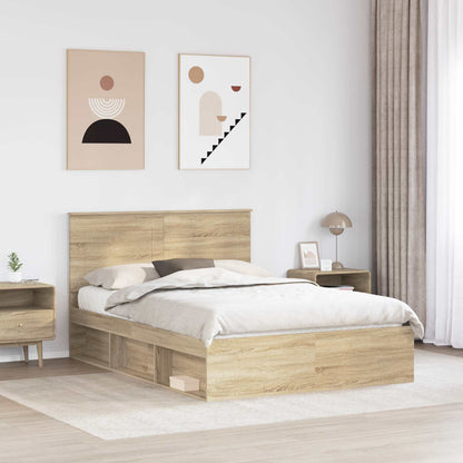 vidaXL Bed Frame with Drawer Sonoma Oak 150 x 200 cm Solid Pine Wood 3