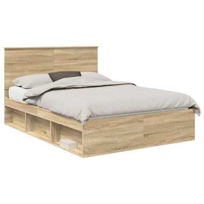 vidaXL Bed Frame with Drawer Sonoma Oak 150 x 200 cm Solid Pine Wood 2