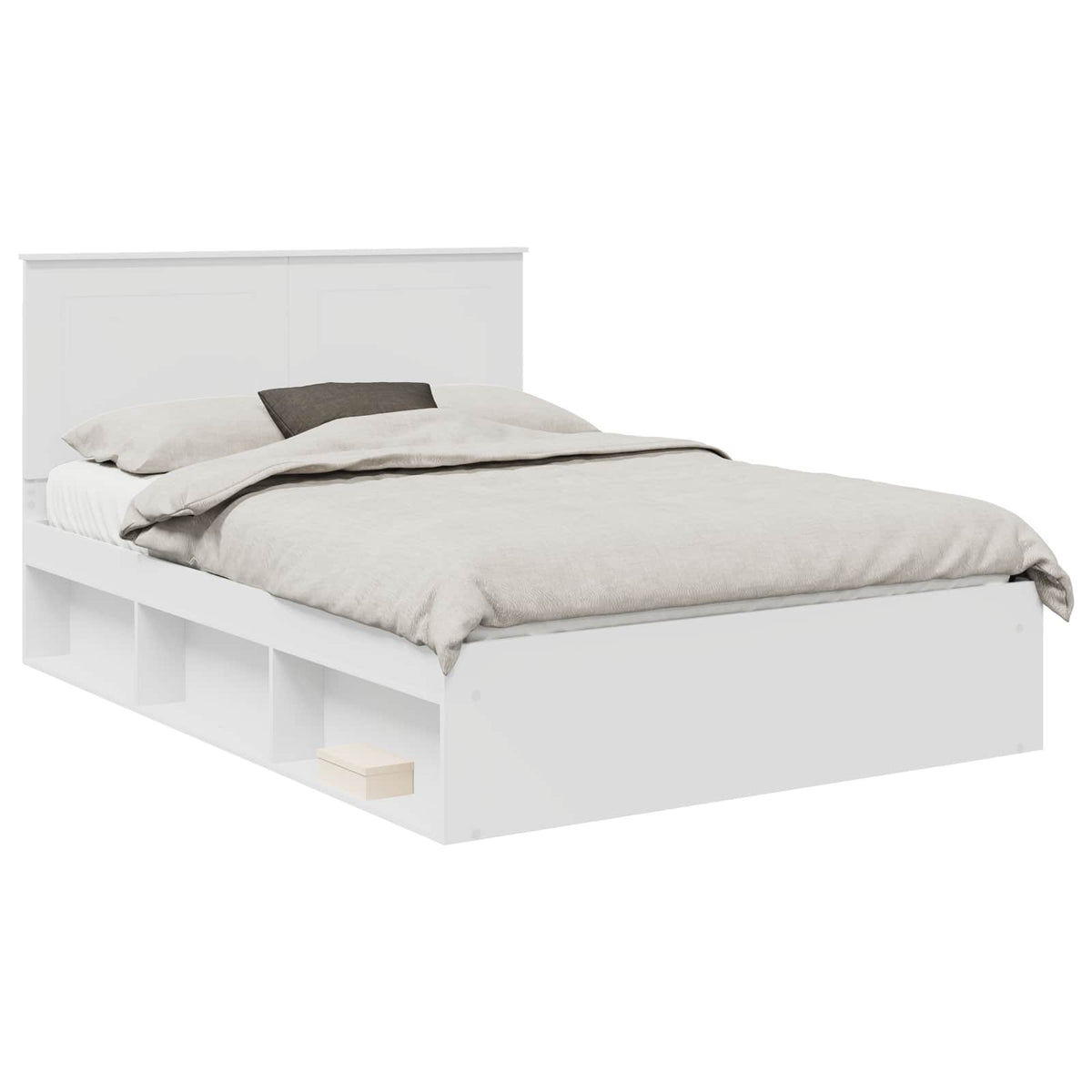 vidaXL Bed Frame with Headboard White 140 x 190 cm Solid Pine Wood 2