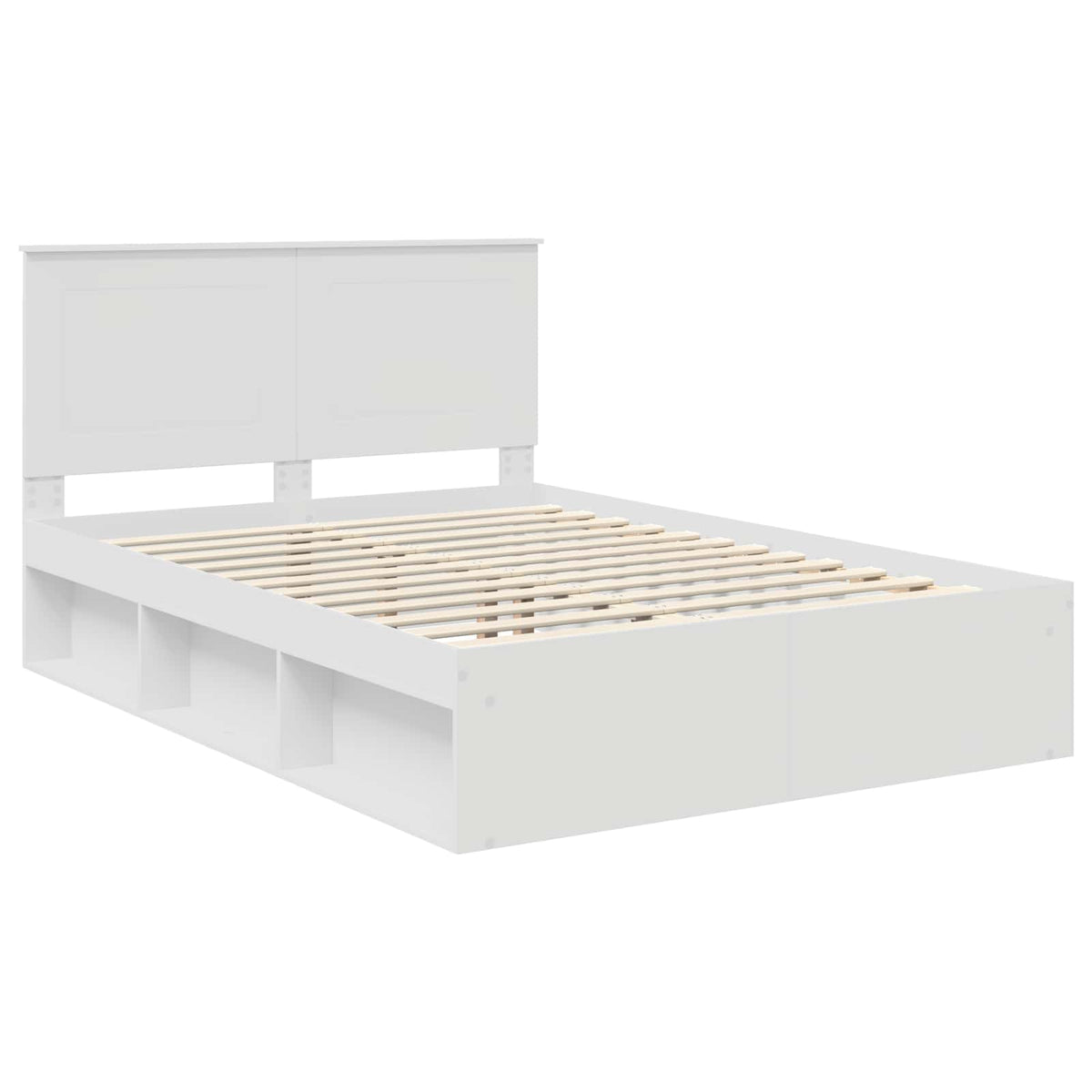 vidaXL Bed Frame with Headboard White 140 x 190 cm Solid Pine Wood 4