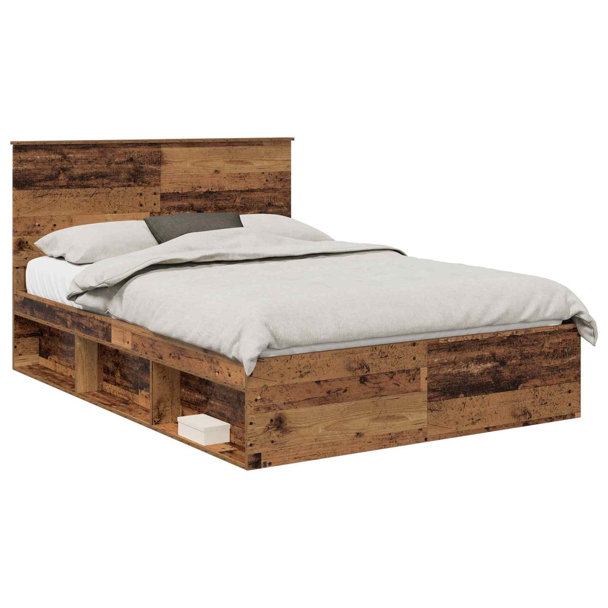 vidaXL Bed Frame with Headboard Old Wood 140 x 190 cm Solid Pine Wood 2