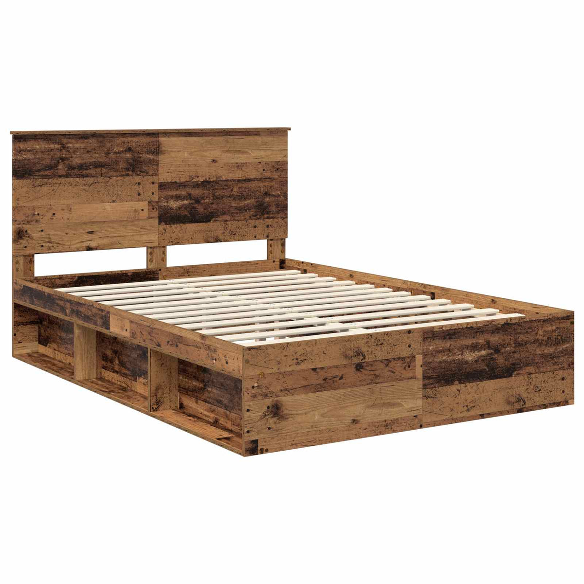vidaXL Bed Frame with Headboard Old Wood 140 x 190 cm Solid Pine Wood 4