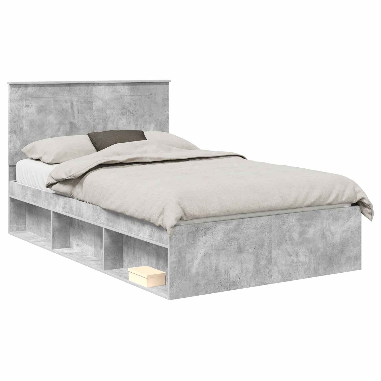 vidaXL Bed Frame Plain Concerte Grey 135 x 190 cm Solid Pine Wood 2