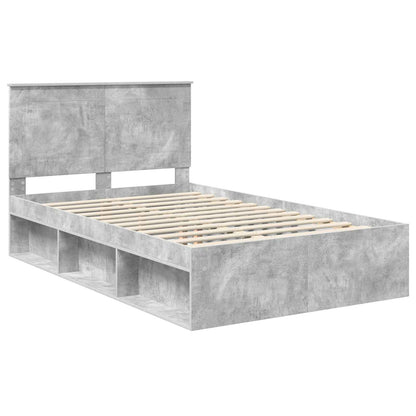 vidaXL Bed Frame Plain Concerte Grey 135 x 190 cm Solid Pine Wood 4