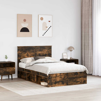 vidaXL Bed Frame Smoked Oak 135 x 190 cm Engineered Wood 3