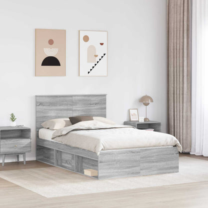 vidaXL Bed Frame Grey Sonoma 135 x 190 cm Solid Pine Wood 3