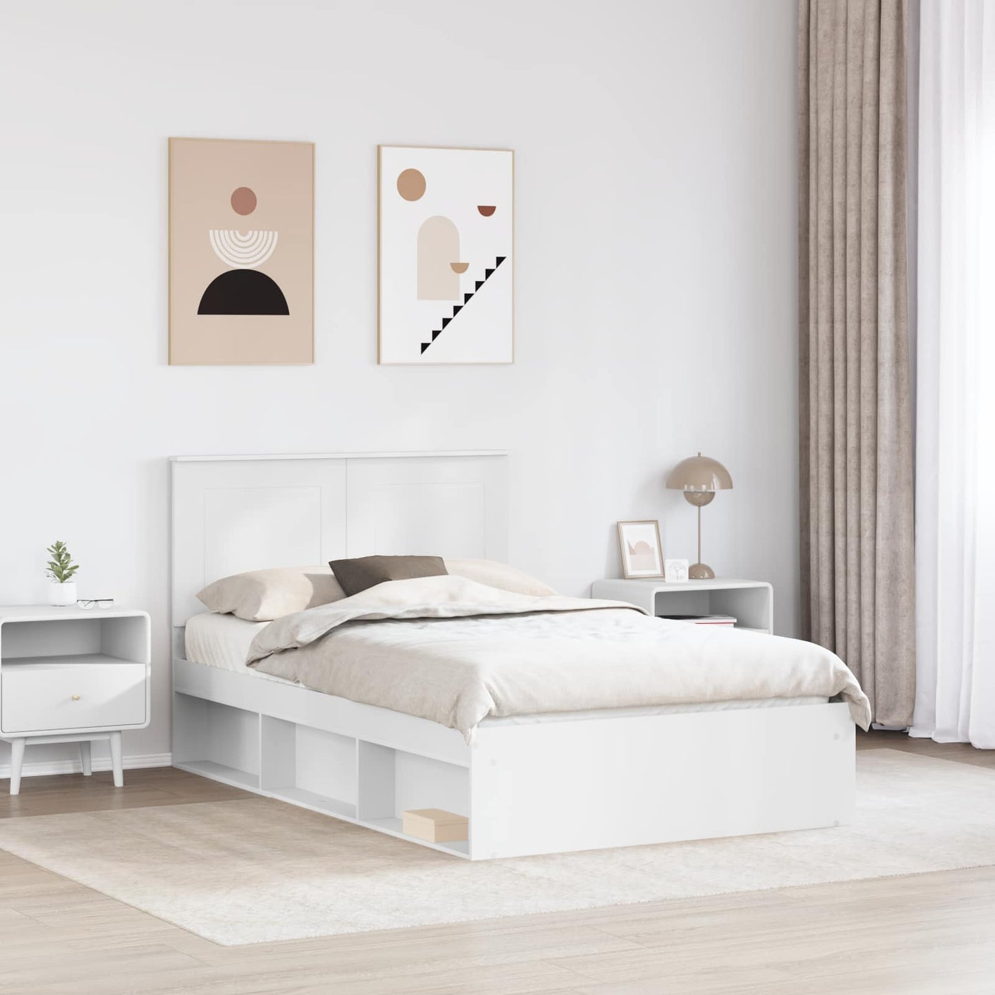 vidaXL Bed Frame with Headboard White 120 x 200 cm Solid Pine Wood 3