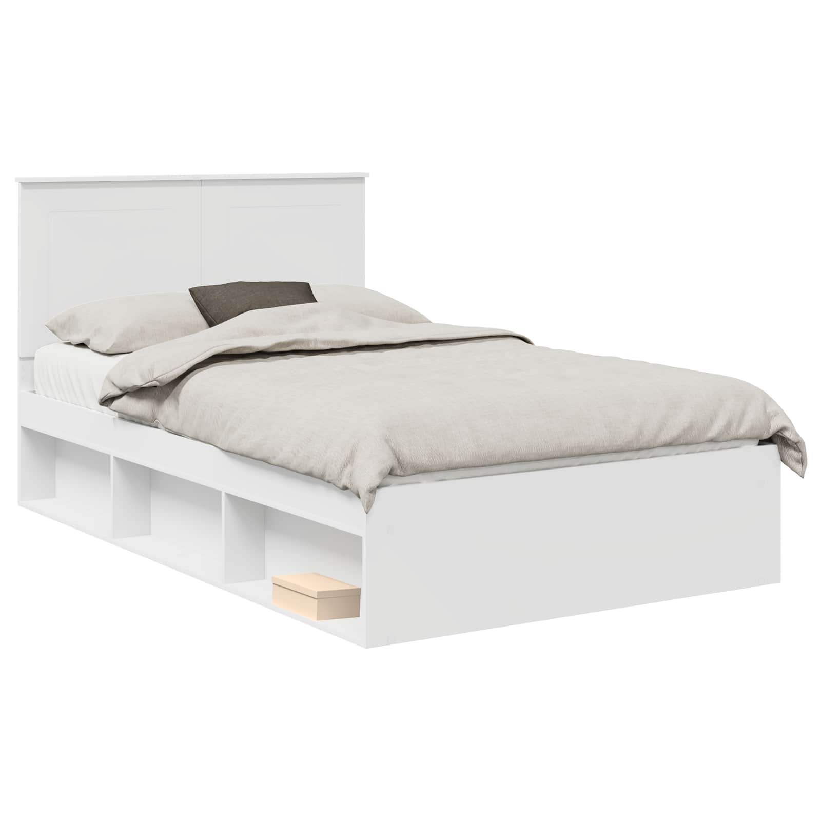 vidaXL Bed Frame with Headboard White 120 x 200 cm Solid Pine Wood 2