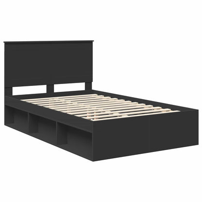 vidaXL Bed Frame with Headboard Black 120 x 200 cm Solid Pine Wood 4