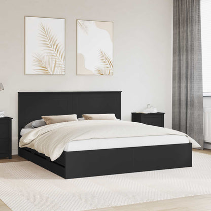 vidaXL Bed Frame with Drawer Black 180 x 200 cm Engineer Wood 1