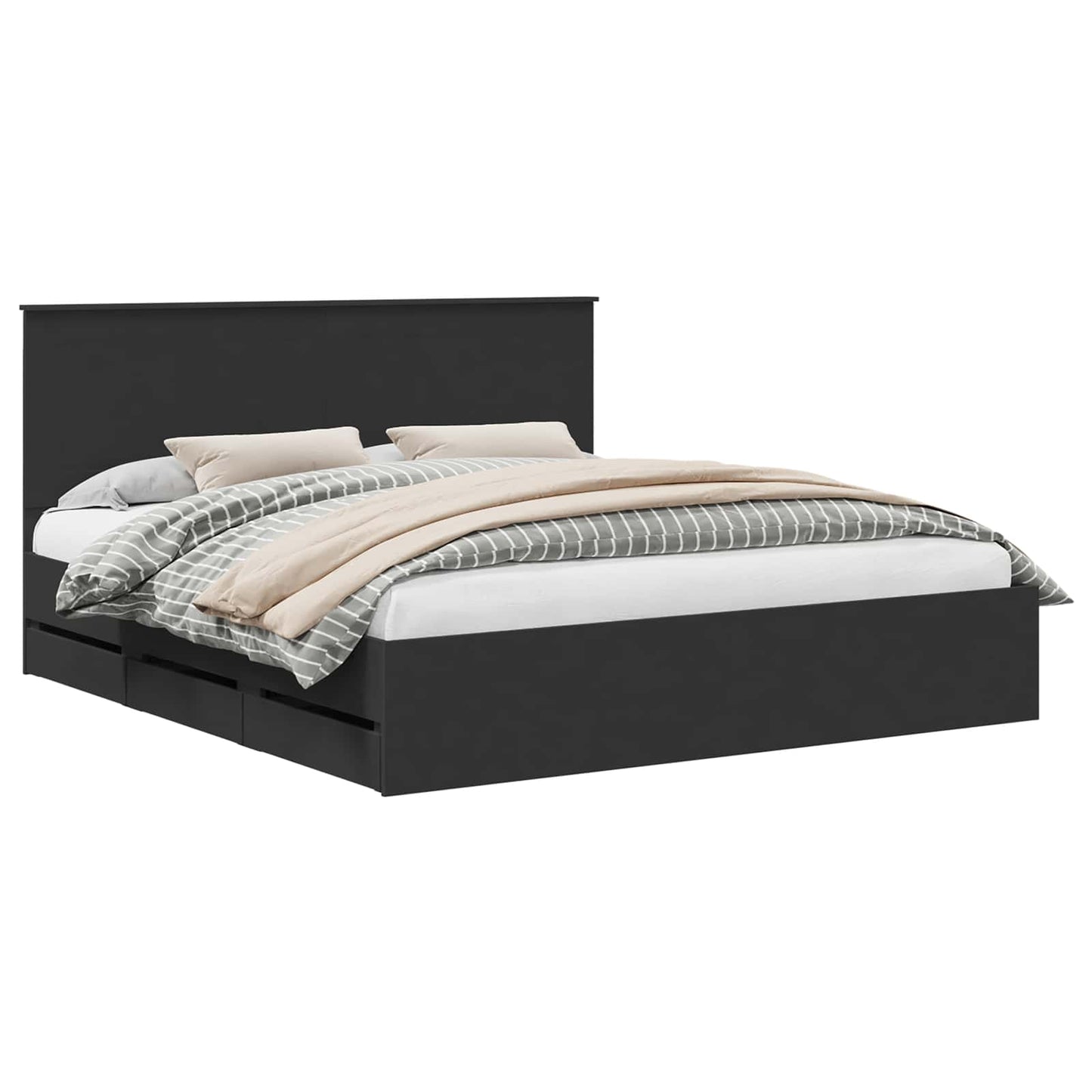 vidaXL Bed Frame with Drawer Black 180 x 200 cm Engineer Wood 2