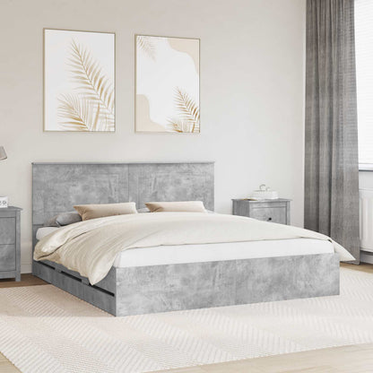 vidaXL Bed Frame with Drawer Concrete Grey 180 x 200 cm Engineer Wood 1