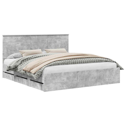 vidaXL Bed Frame with Drawer Concrete Grey 180 x 200 cm Engineer Wood 2