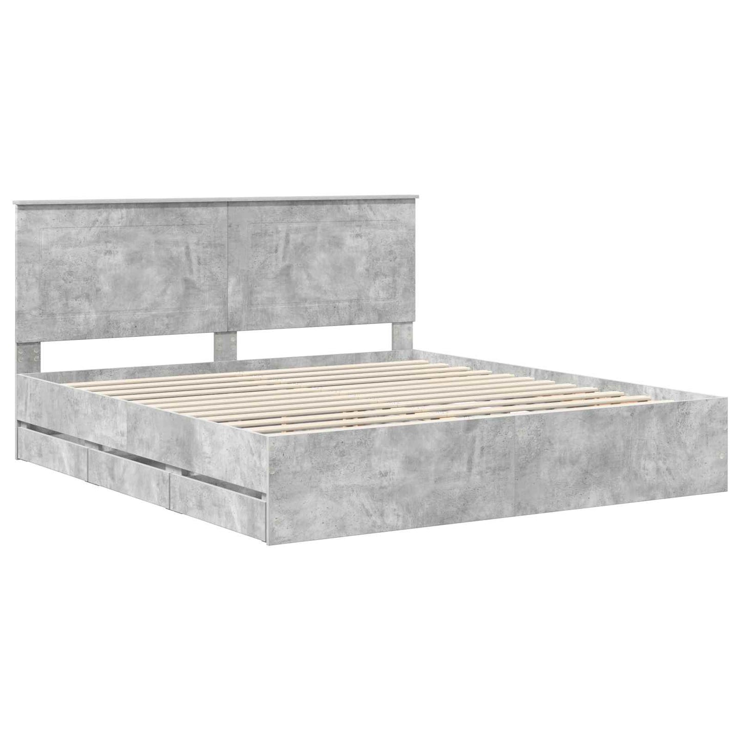 vidaXL Bed Frame with Drawer Concrete Grey 180 x 200 cm Engineer Wood 4