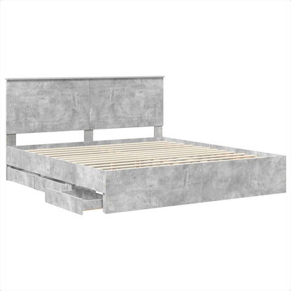 vidaXL Bed Frame with Drawer Concrete Grey 180 x 200 cm Engineer Wood 5