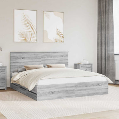 vidaXL Bed Frame with Drawer Grey Sonoma 180 x 200 cm Engineer Wood 1