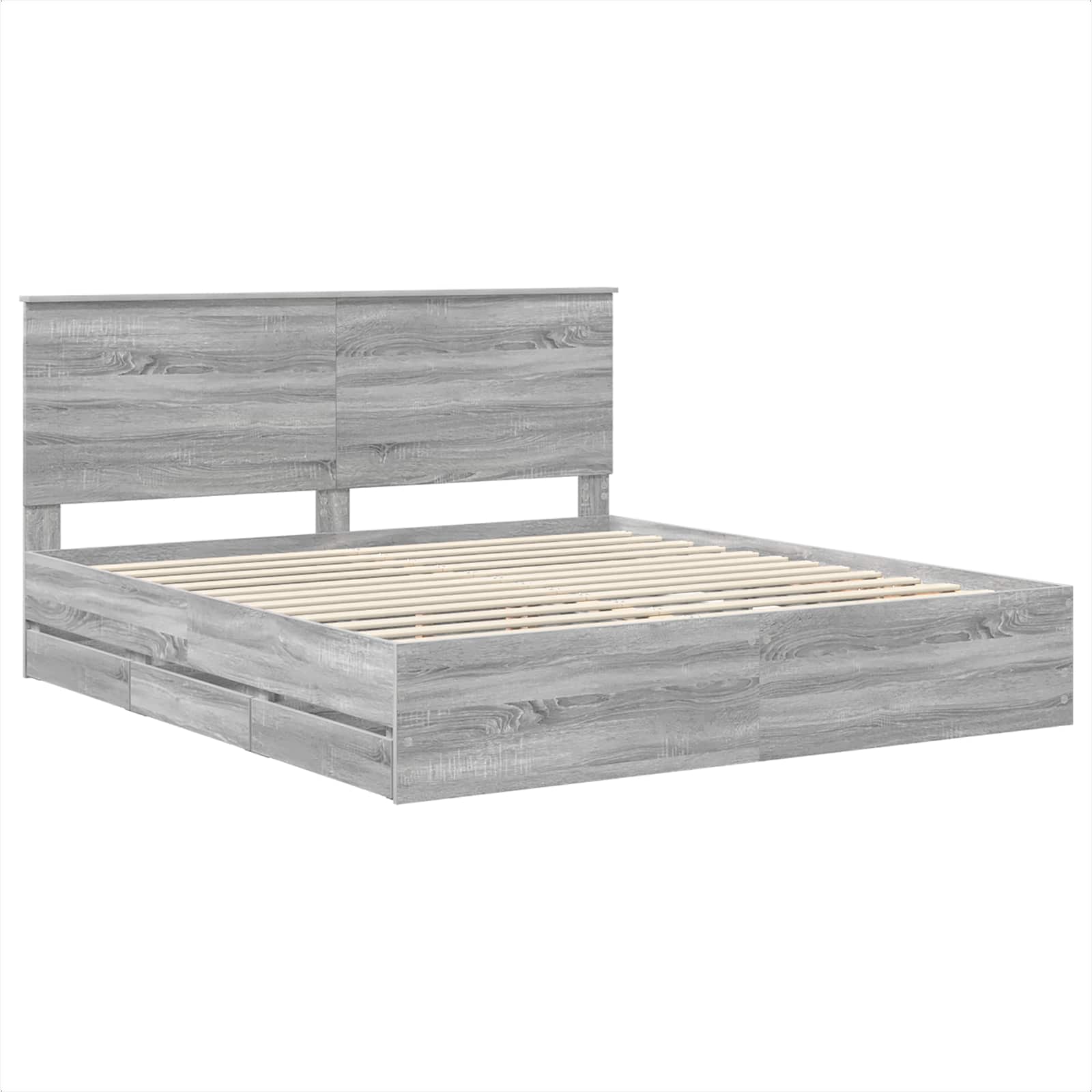 vidaXL Bed Frame with Drawer Grey Sonoma 180 x 200 cm Engineer Wood 4