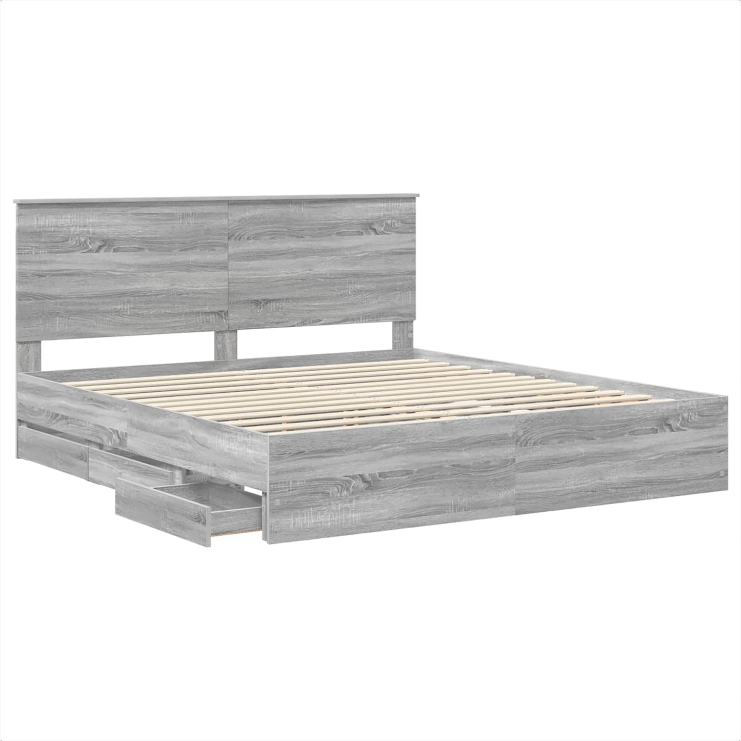 vidaXL Bed Frame with Drawer Grey Sonoma 180 x 200 cm Engineer Wood 5